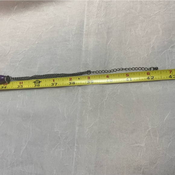 Elegant Purple Beaded Necklace With Extension includes matching earrings - Picture 3 of 5